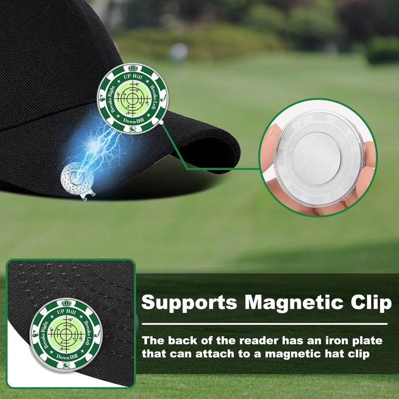 Tsocent Golf Green Reader, 2 Pack Ball Marker for Putting Green with High Precision Horizontal Bubble, Golf Accessories Putt Aid Tool with Hat Clip, Present for Men Women - Image 3